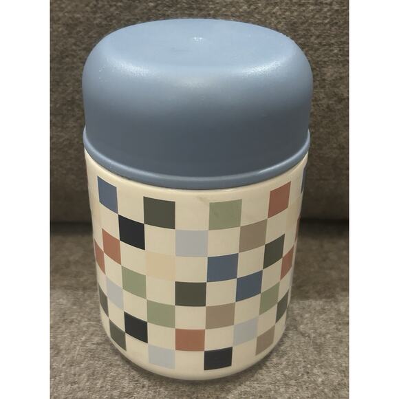 Pillowfort Kids 10 oz Checkered Stainless Steel Food Jar with Spoon - Picture 2 of 8